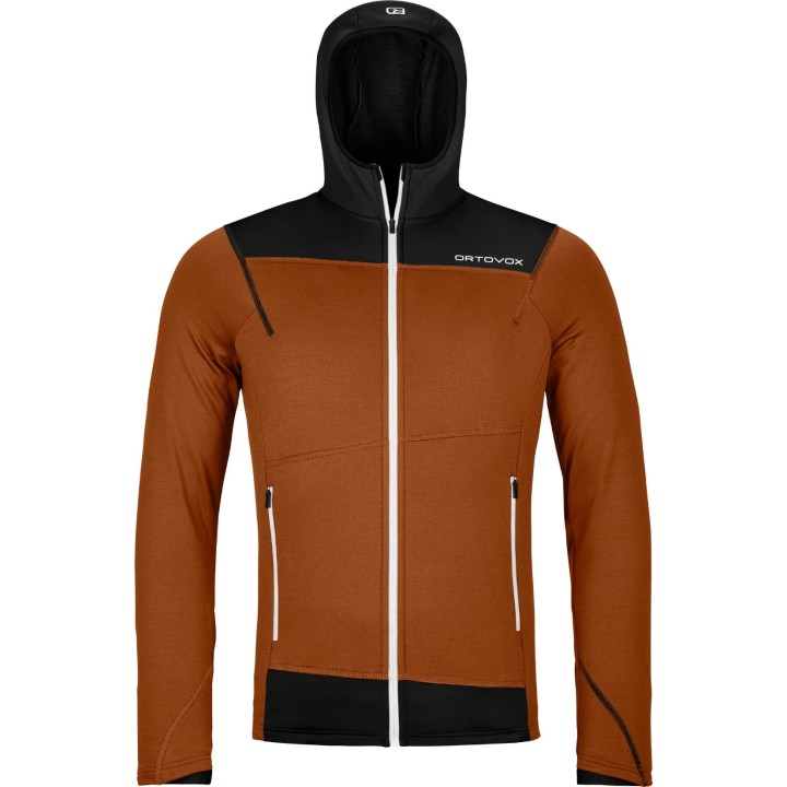 Polo à capuche Ortovox Fleece Light pour homme, couleur Bristle Brown, taille M
