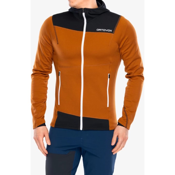 Polo à capuche Ortovox Fleece Light pour homme, couleur Bristle Brown, taille M