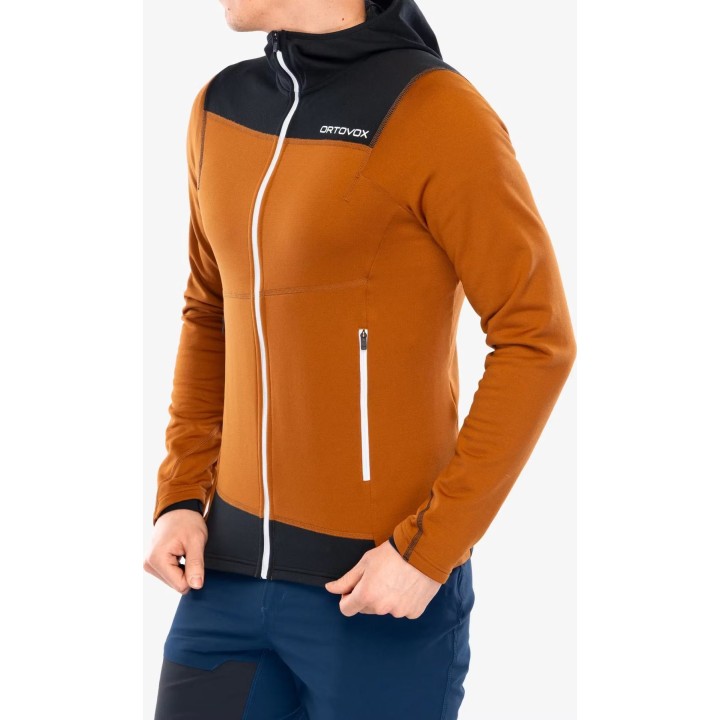 Polo à capuche Ortovox Fleece Light pour homme, couleur Bristle Brown, taille M