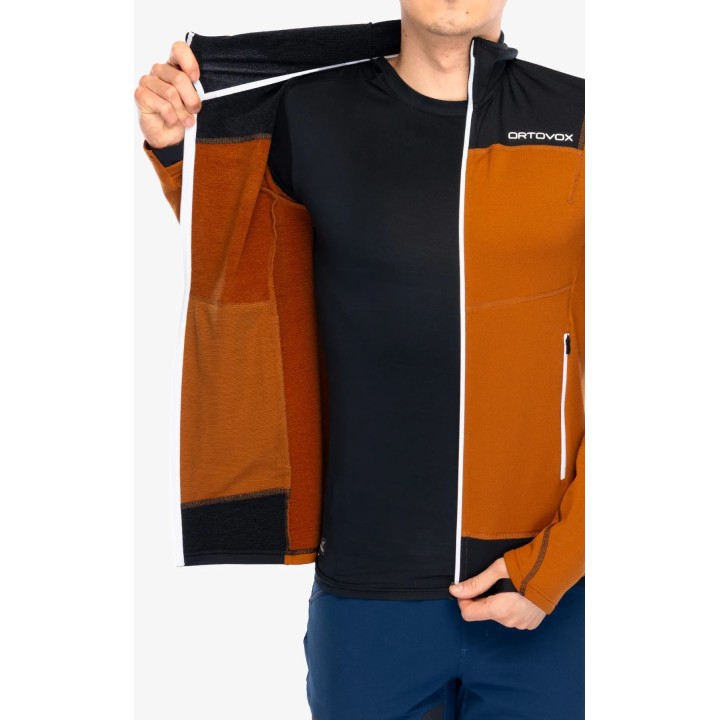 Sudadera con capucha Ortovox Fleece Light para hombre, color marrón Bristle, talla M
