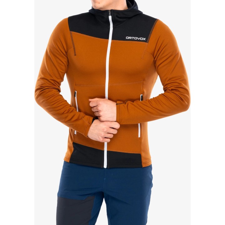 Sudadera con capucha Ortovox Fleece Light para hombre, color marrón Bristle, talla M