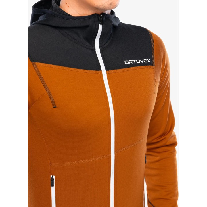 Polo à capuche Ortovox Fleece Light pour homme, couleur Bristle Brown, taille M