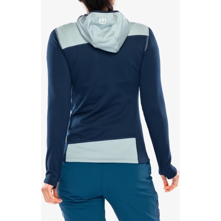 Sudadera con capucha Ortovox Fleece Light para mujer, color Deep Ocean, talla S