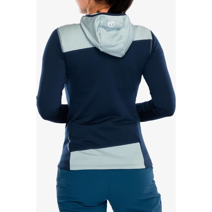 Sudadera con capucha Ortovox Fleece Light para mujer, color Deep Ocean, talla S
