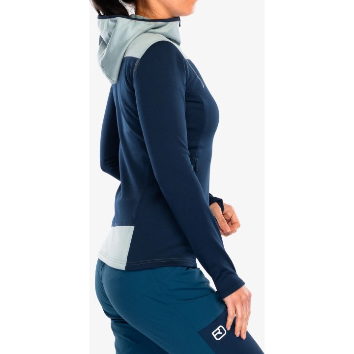 Sudadera con capucha Ortovox Fleece Light para mujer, color Deep Ocean, talla S
