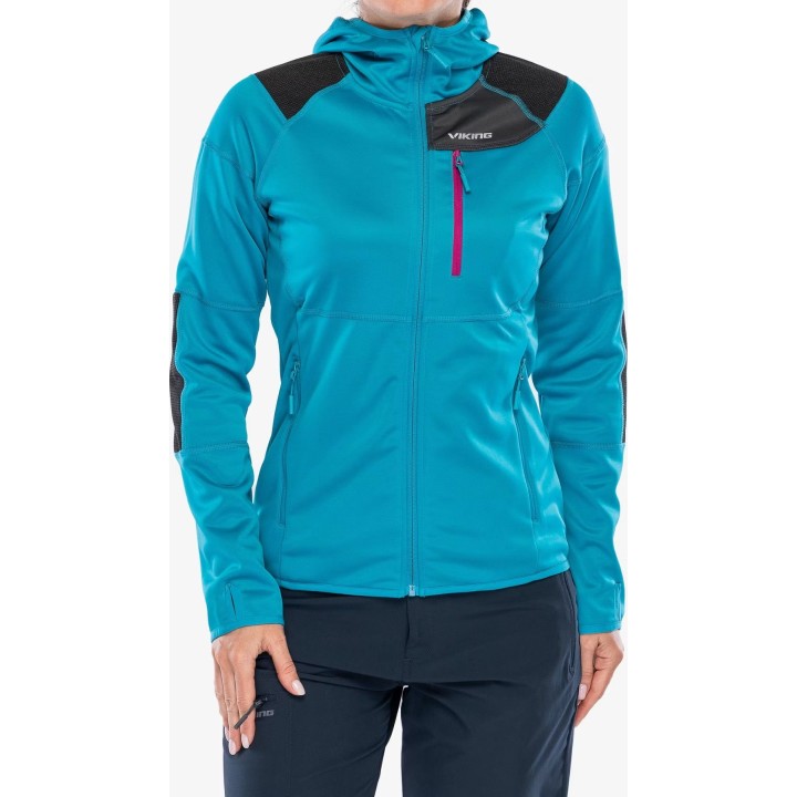 Sudadera con capucha Viking Yosemite para mujer, color turquesa/fucsia, talla XL
