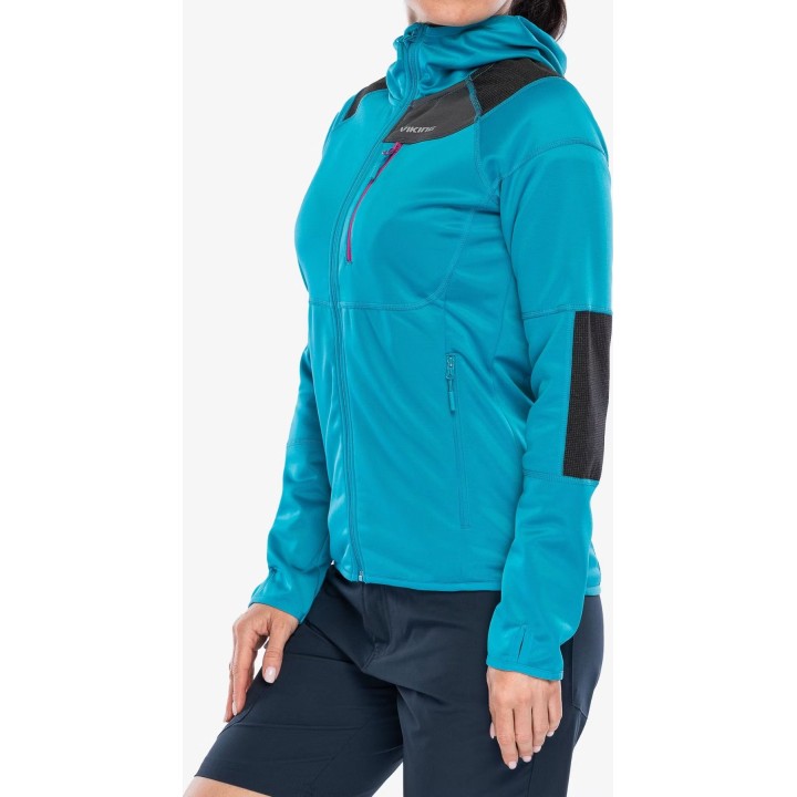 Sudadera con capucha Viking Yosemite para mujer, color turquesa/fucsia, talla XL