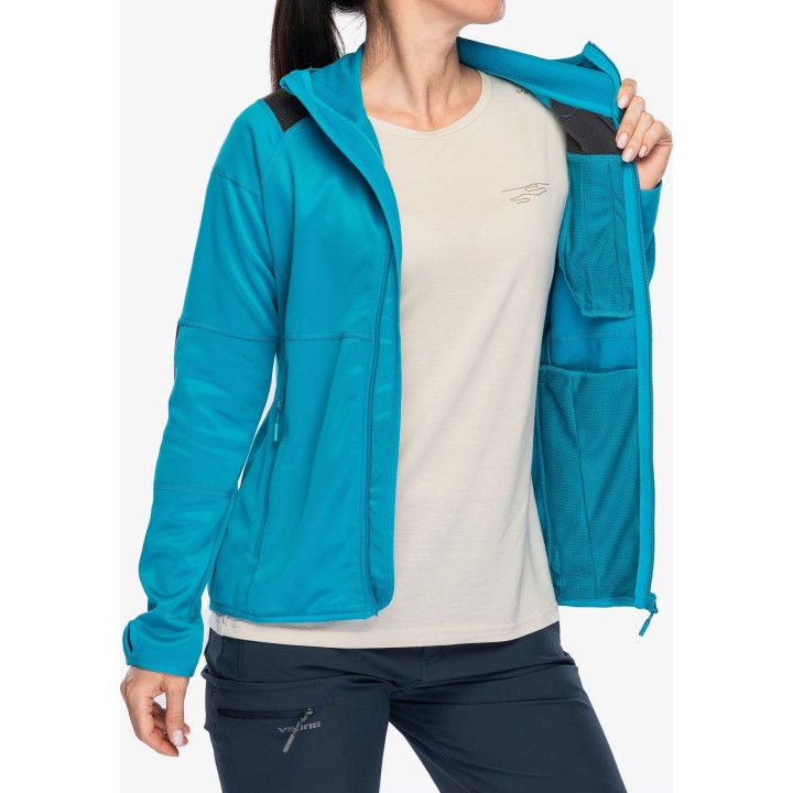Sudadera con capucha Viking Yosemite para mujer, color turquesa/fucsia, talla XL