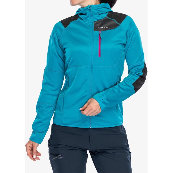 Viking Yosemite Hoodie Women Turquoise/Fuchsia XL