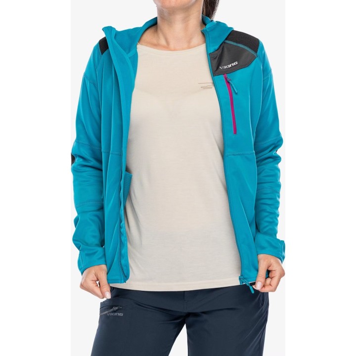 Sweat à capuche Viking Yosemite pour femme, turquoise/fuchsia, taille XL