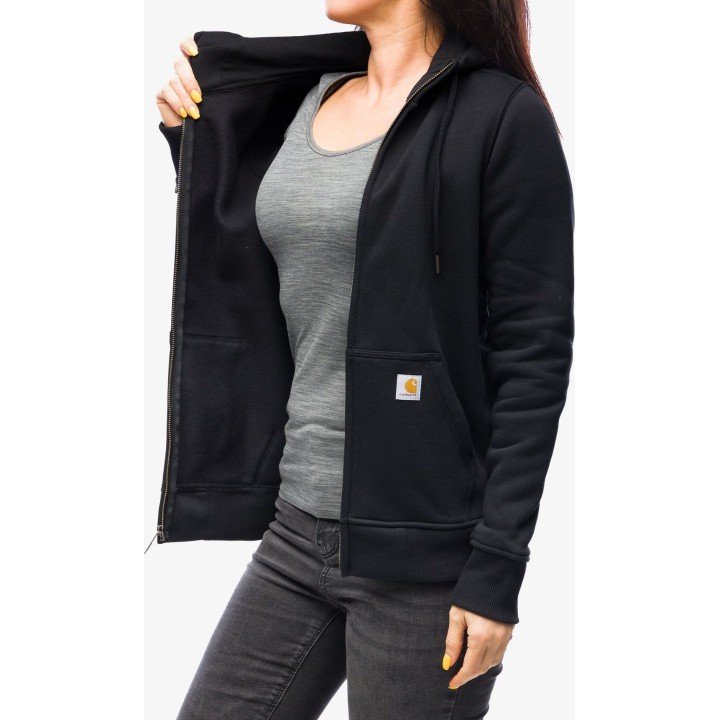 Felpa con cappuccio e zip integrale Carhartt Clarksburg da donna, nera, taglia M