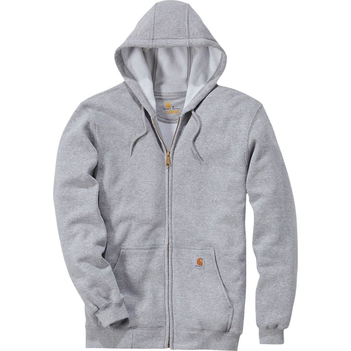 Sudadera con capucha y cremallera completa Carhartt de peso medio, color gris jaspeado