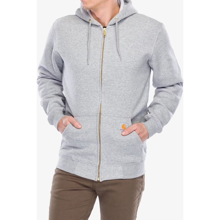 Sudadera con capucha y cremallera completa Carhartt de peso medio, color gris jaspeado