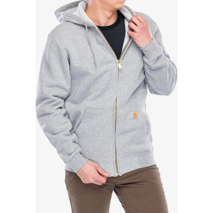 Sudadera con capucha y cremallera completa Carhartt de peso medio, color gris jaspeado