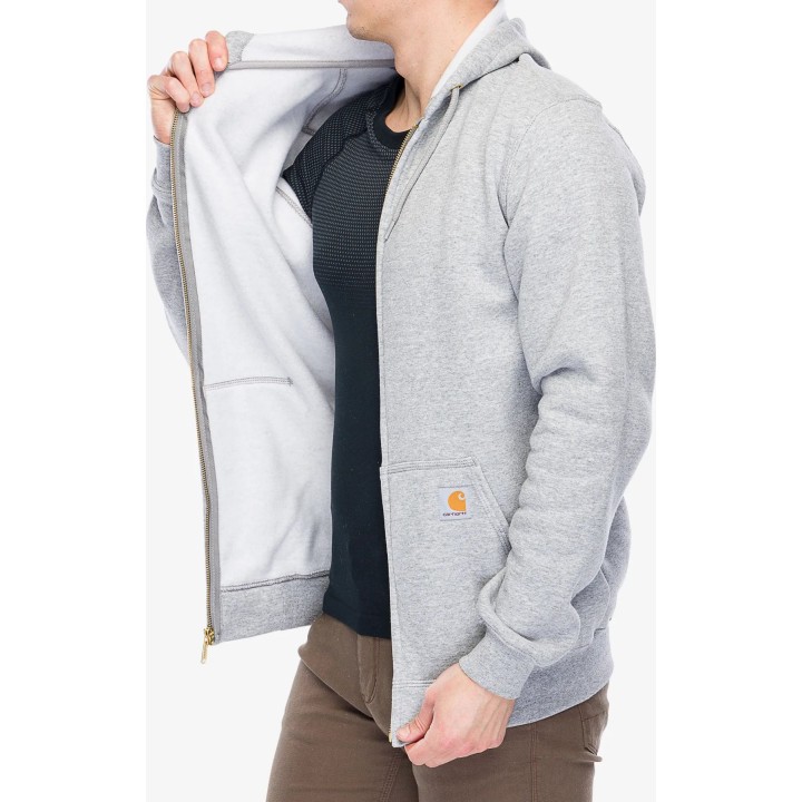 Sudadera con capucha y cremallera completa Carhartt de peso medio, color gris jaspeado