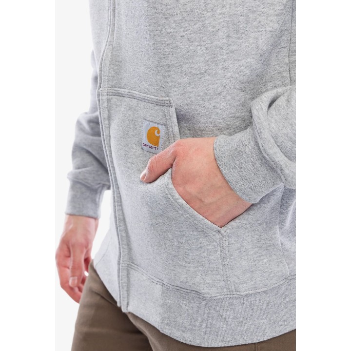 Sudadera con capucha y cremallera completa de peso medio de Carhartt, color gris jaspeado
