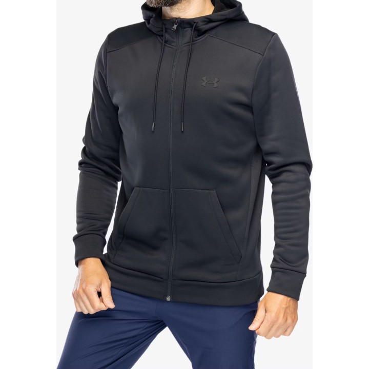 Sudadera con capucha y cremallera completa Under Armour Armour Fleece para hombre, negra, talla M