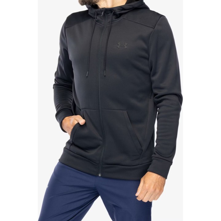 Casaco com capuz e fecho completo Under Armour Armour Fleece para homem, preto, tamanho M