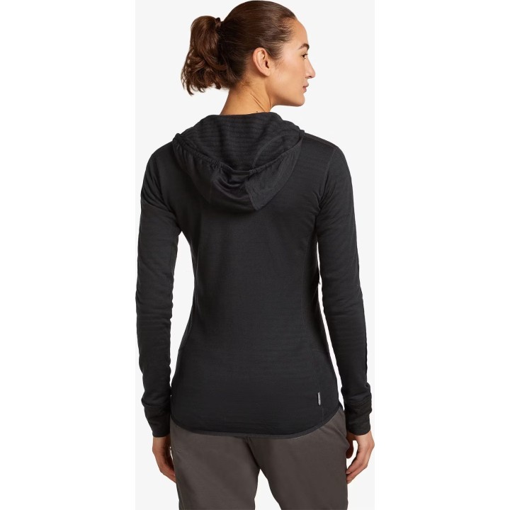 Sweat à capuche et fermeture éclair Icebreaker Merino Blend 300 RealFleece Descender LS pour femme, noir, taille S