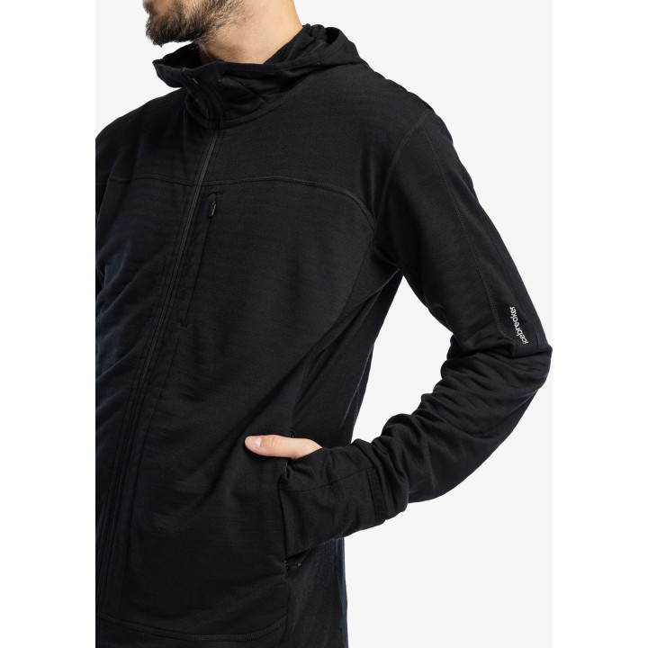 Icebreaker Merino Blend 300 RealFleece Descender LS Zip Hoodie Black M