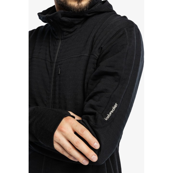 Icebreaker Merino Blend 300 RealFleece Descender LS Zip Hoodie Black M
