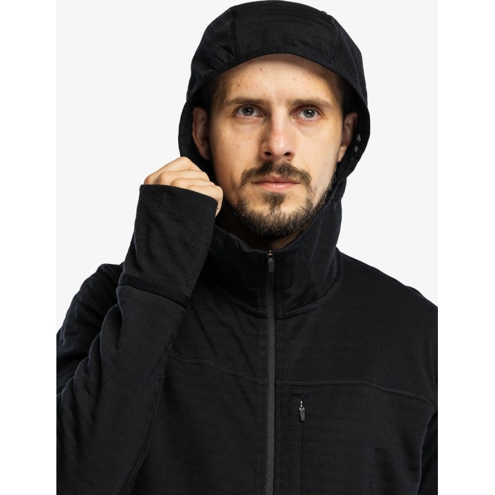 Icebreaker Merino Blend 300 RealFleece Descender LS Zip Hoodie Black M