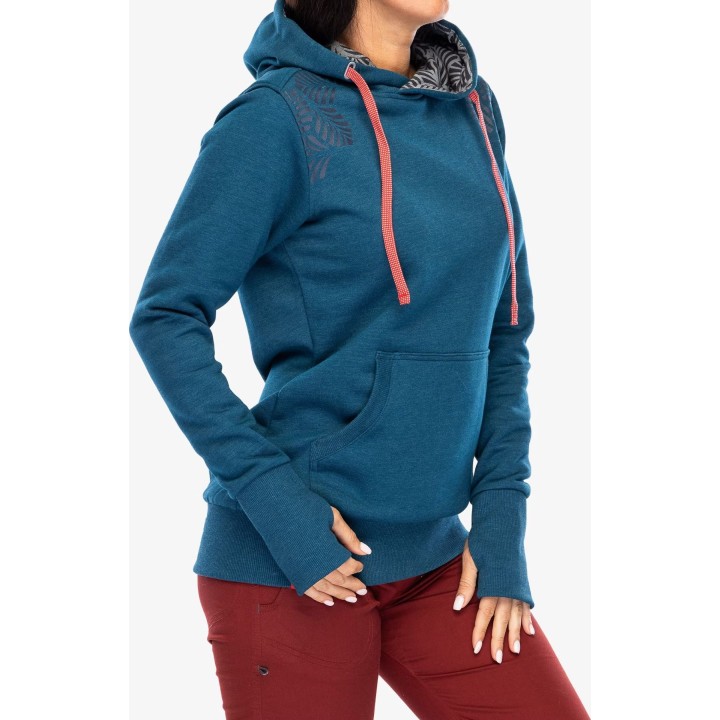 Sudadera con capucha y cremallera Ocun para mujer, azul ópalo/silverscone, talla M
