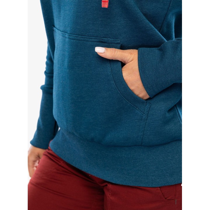 Sudadera con capucha y cremallera Ocun para mujer, azul ópalo/silverscone, talla M