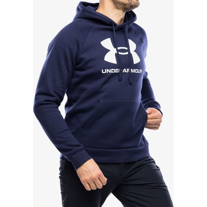 Felpa con cappuccio Under Armour Rival in pile con logo, da uomo, blu navy, taglia S