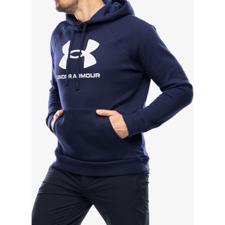 Sudadera con capucha y logo Rival Fleece de Under Armour para hombre, azul marino, talla S