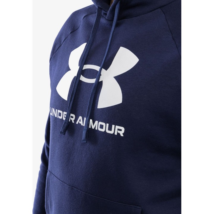 Felpa con cappuccio Under Armour Rival in pile con logo, da uomo, blu navy, taglia S