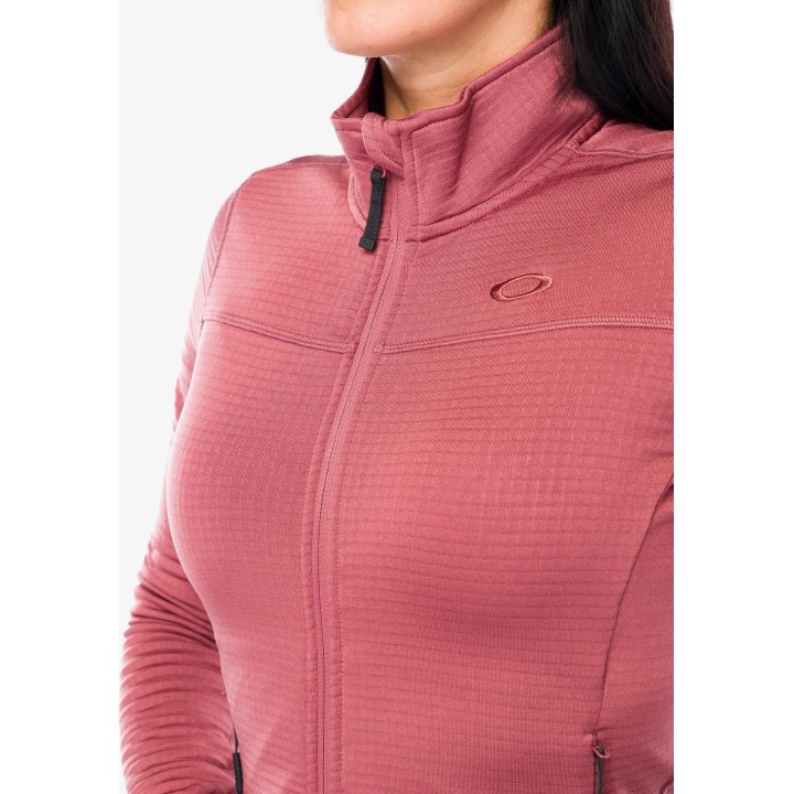 Sudadera de forro polar Oakley Canopy con cremallera completa para mujer, color Rosewood, talla M