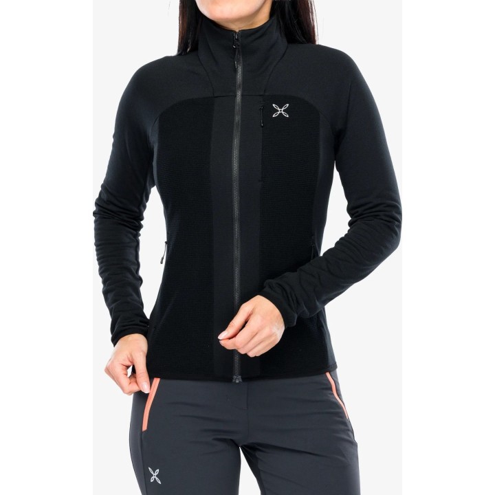 Chaqueta polar Montura Stretch 2 Maglia para mujer, negro/negro, talla M