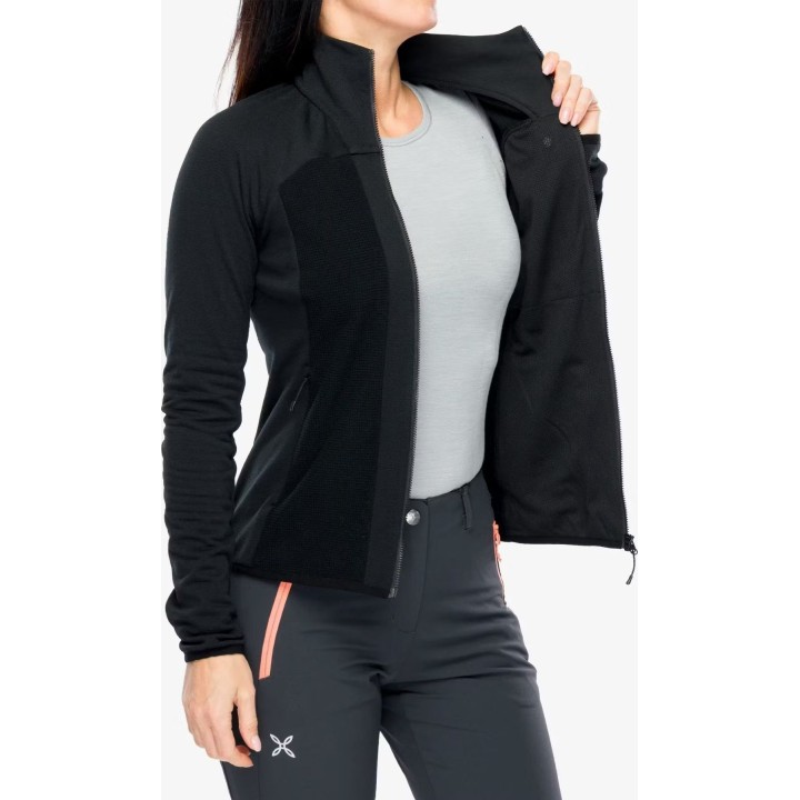 Chaqueta polar Montura Stretch 2 Maglia para mujer, negro/negro, talla M