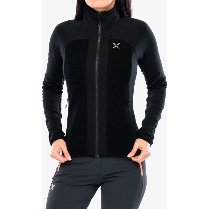 Chaqueta polar Montura Stretch 2 Maglia para mujer, negro/negro, talla M