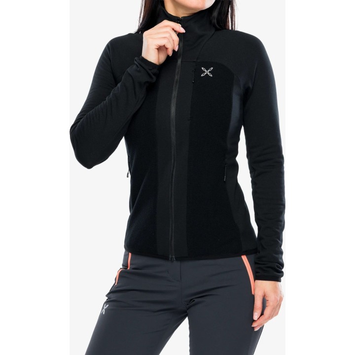 Chaqueta polar Montura Stretch 2 Maglia para mujer, negro/negro, talla M