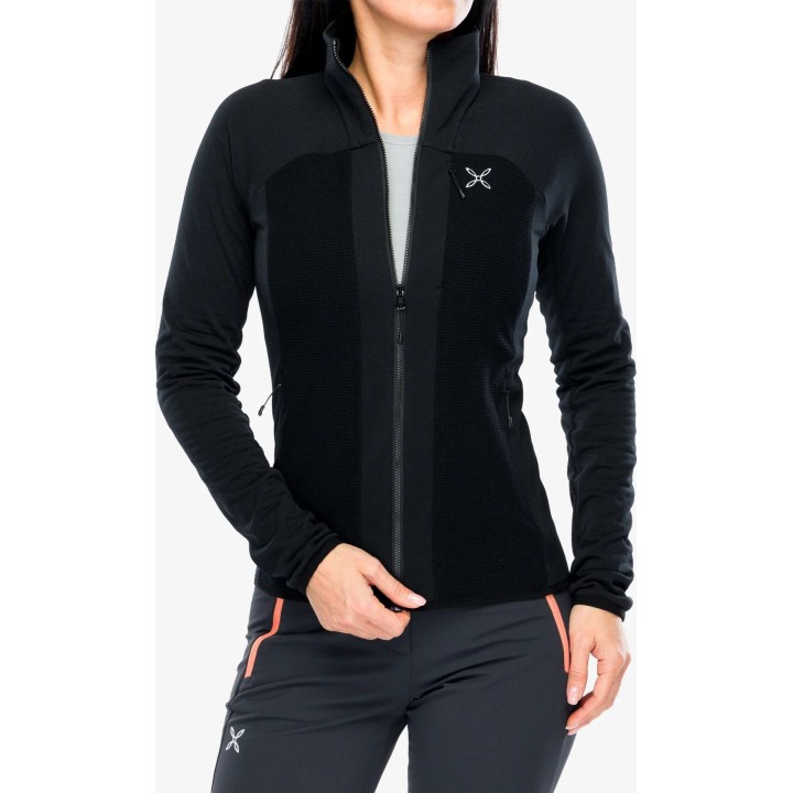 Chaqueta polar Montura Stretch 2 Maglia para mujer, negro/negro, talla M