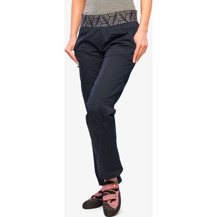 Pantalones de escalada orgánicos Ocun Pantera para mujer, color antracita/azul marino oscuro, talla XS