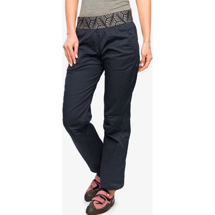 Pantalones de escalada orgánicos Ocun Pantera para mujer, color antracita/azul marino oscuro, talla XS