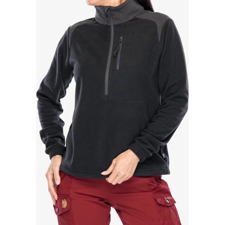 Sudadera con capucha de forro polar Fjällräven Vardag Lite para mujer, negra/gris oscuro, talla S