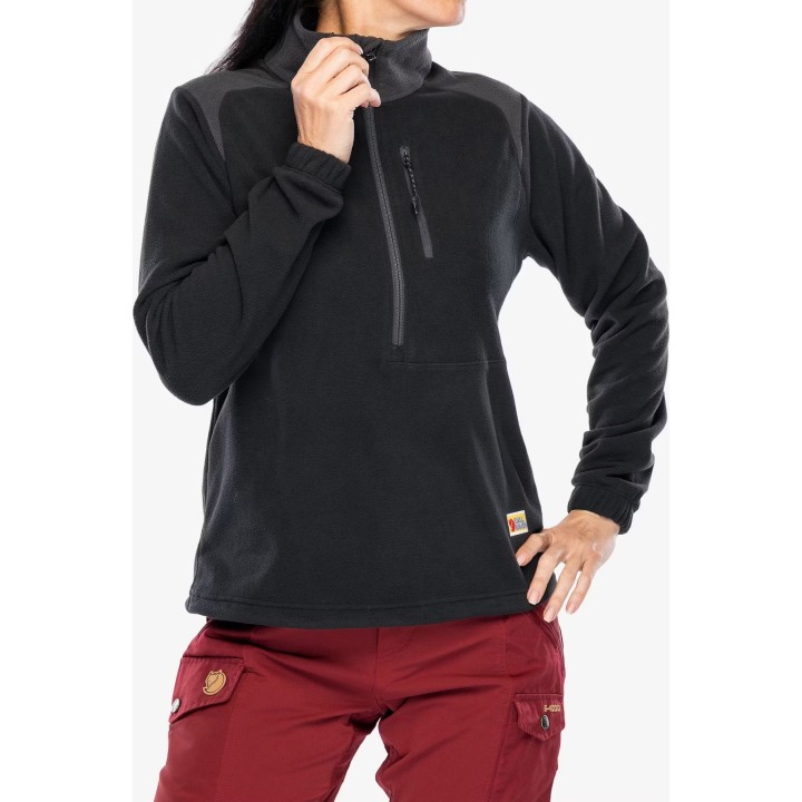 Sudadera con capucha de forro polar Fjällräven Vardag Lite para mujer, negra/gris oscuro, talla S