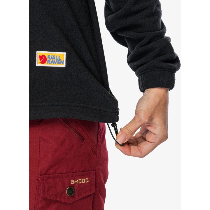 Sudadera con capucha de forro polar Fjällräven Vardag Lite para mujer, negra/gris oscuro, talla S