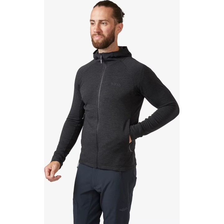 Sudadera con capucha ligera Rab Nexus para hombre, negra, talla XL