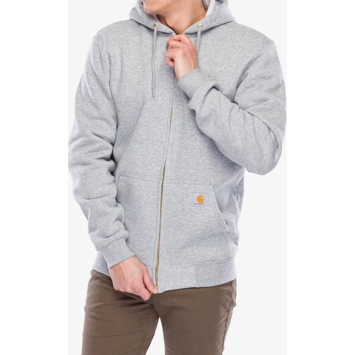 Sudadera con capucha y cremallera completa Carhartt de peso medio, color gris jaspeado