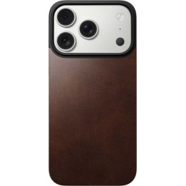 NOMAD Magnetic Leather Back Cover - Magnetic Case for iPhone 17 Pro, MagSafe Compatible, Horween Leather (Rustic Brown)
