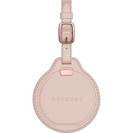 Etiqueta de bagagem Satechi FindAll: etiqueta em couro vegano com localizador compatível com o Apple Find My (rosa deserto).