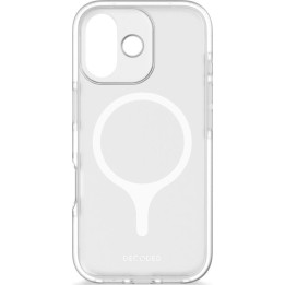 Funda trasera transparente DropTec decodificada: funda protectora compatible con MagSafe para iPhone 17 (blanco mate).