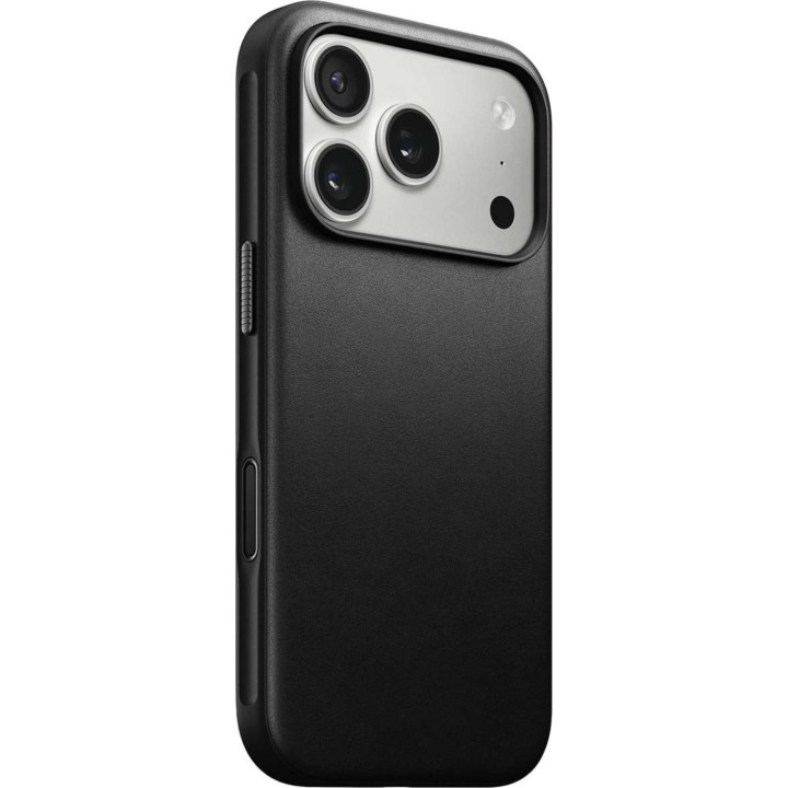 Capa de couro moderna NOMAD - Capa de couro para iPhone 17 Pro, compatível com MagSafe (preta)