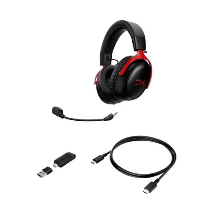 Headset gamer sem fio Hyperx Cloud III S (preto e vermelho)