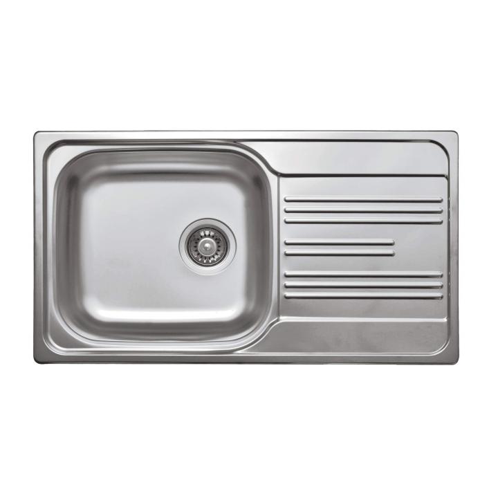 Spülbecken aus Edelstahl mit einem Becken und Abtropffläche